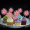 30Pcs Foil Firework Cupcake Toppers Sparkle Tinsel Cake Toppers Tinsel Drink Cake Decoration Cocktail Picks for Birthday Wedding Graduation Party Supplies Laser Orange